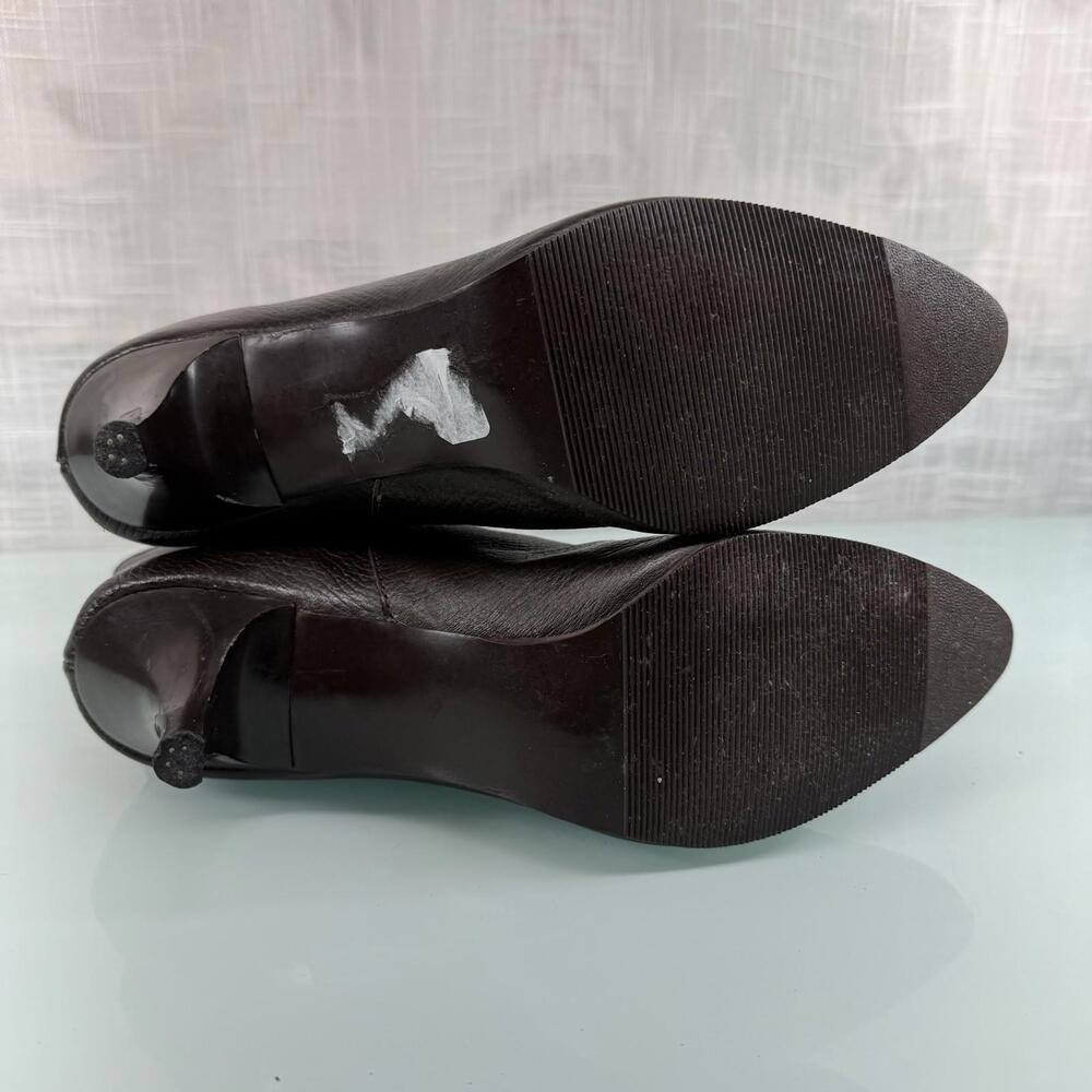 Vintage 1960s Brown Leather Ankle Boots Kitten Heel Talon Zipper  10B Quiet Lux - Picture 8 of 9